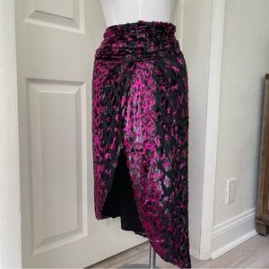 Courtney midi skirt hot pink and black print a-symmetrical skirt size XS